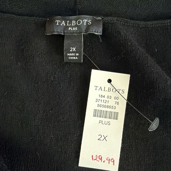 Talbots womens 2X sheer sleeves designer cocktail party Sweater Top Black NWT - Picture 10 of 13